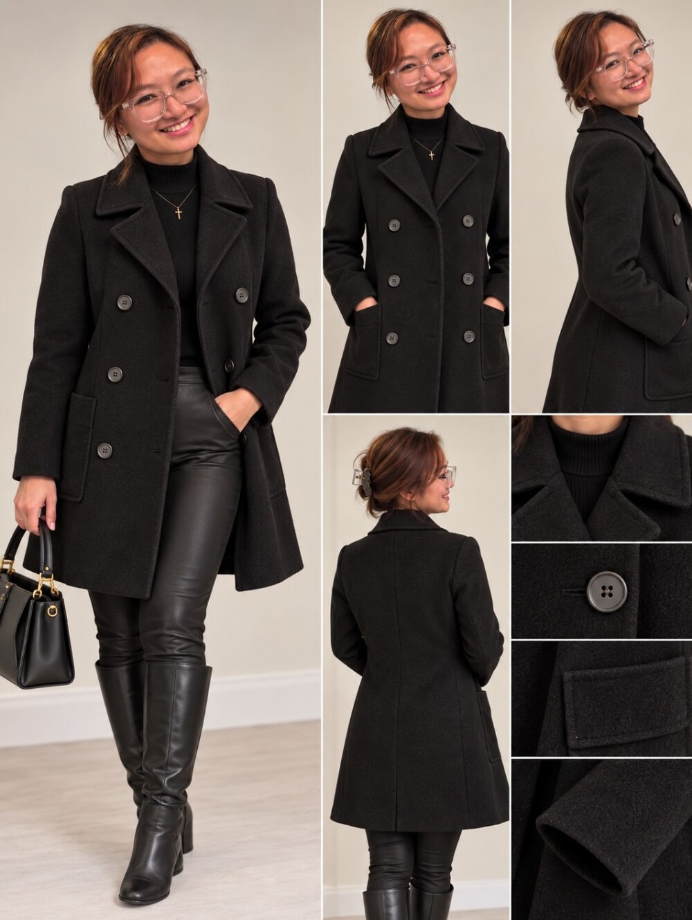Alfred Dunner Black Wool Coat